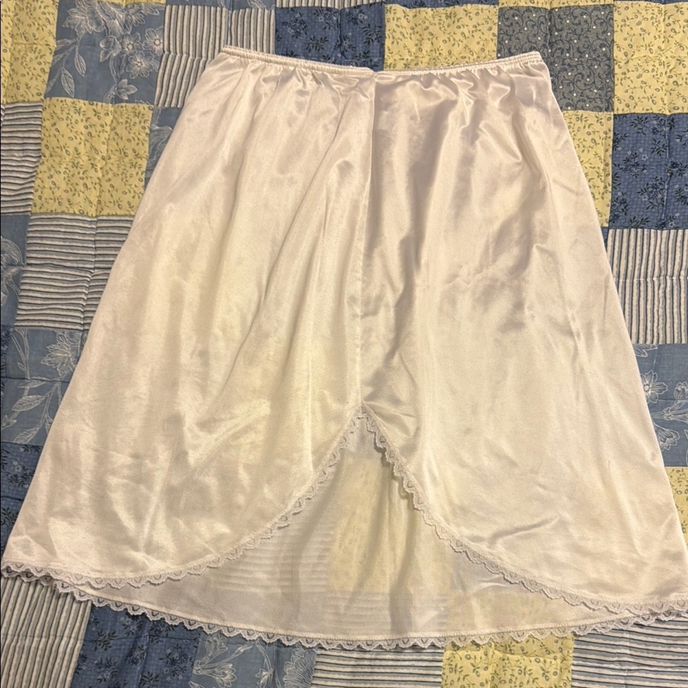 Warner's White Slip with Lace Trim